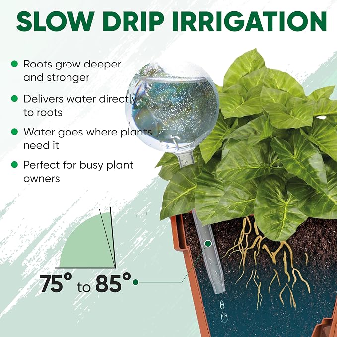 Clear Plant Watering Globes Set of 4 - Small Self Watering Globes for Indoor & Outdoor Plants - Automatic Glass Watering Bulbs for Daily Use, Plant Watering Devices