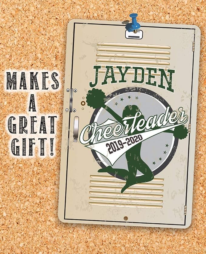 Personalized Cheerleader Design Locker Decor - Customized Cheerleader Room Decor, Girl's Bedroom Accessories, Unique Graduation Gift, 8x12 or 12x18 Use Indoor or Outdoor Rustic Locker Metal Tin Sign
