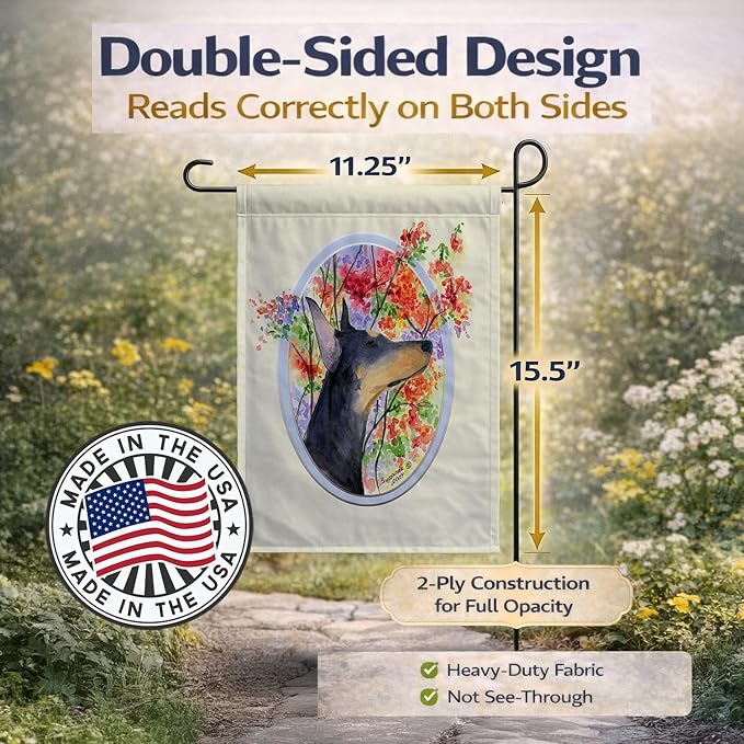 Caroline's Treasures SS8044GF Doberman Garden Flag Mailbox Flag Decorative Yard Flag Banner Outside Patio Artwork Yard Flower Beds, Garden Size, Multicolor