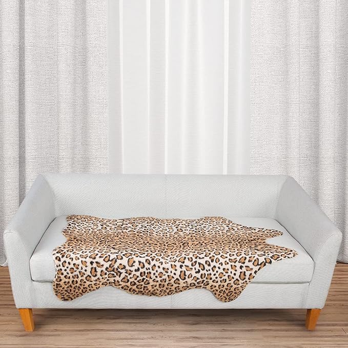 MACEVIA Leopard Rug Cheetah Print Rugs Western Decor for Living Room Bedroom Faux Animal Area Carpet Non-Slip 43.3" L x 29.5" W(3.6ft x 2.4ft)