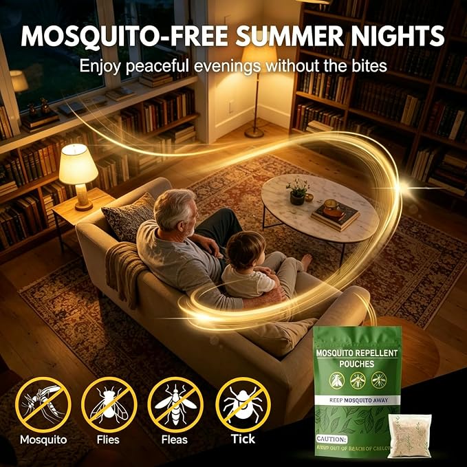 Natural Mosquito Repellent Outdoor Patio, Indoor & Outdoor Use, Mosquito Repellent Sachets for Yard, Patio, Camping & Travel, 60-Day Mosquito Control, Child&Pets Friendly- 8 Pack
