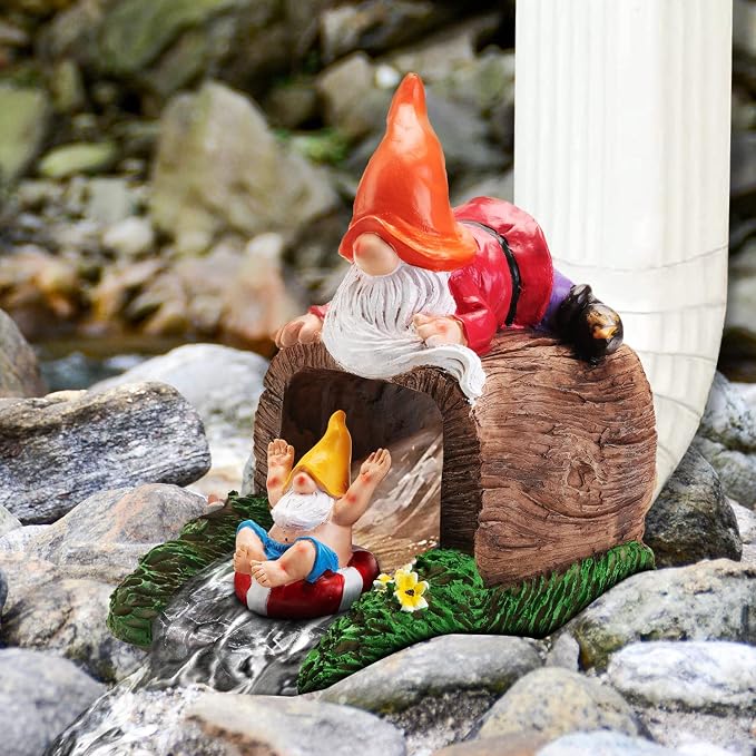 Garden Statue for Gutter/Downspout Extension Decoration, 4 * 3" Outdoor Extender Statues, Gnome Outdoor Decor