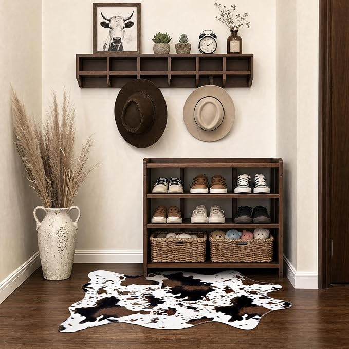 MACEVIA Cowhide Rug Cute Cow Print Rugs Western Decor for Living Room Bedroom Faux Animal Area Carpet Non-Slip 43.3" L x 29.5" W(3.6ft x 2.4ft)