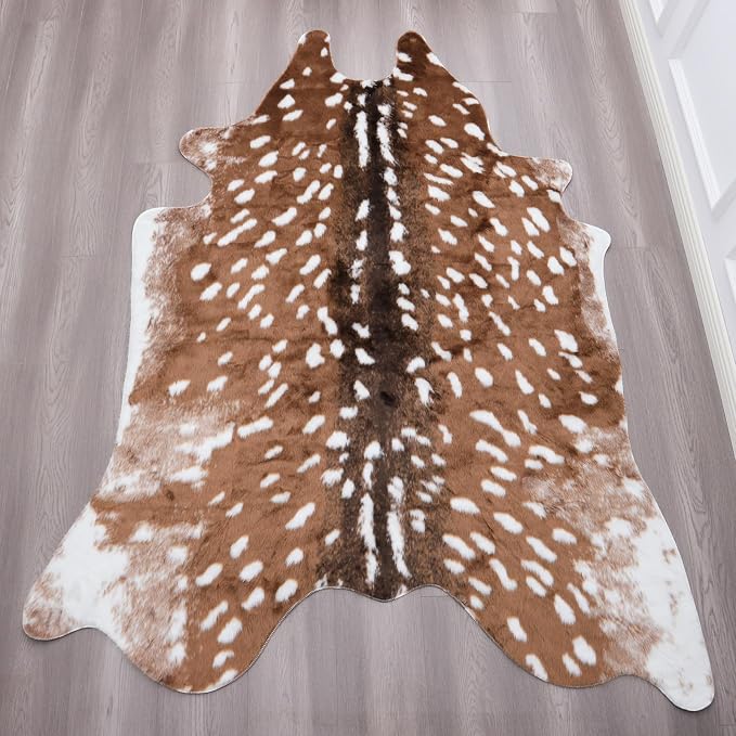 Asuprui Deer Rug, 3x3.6 Feet Sika Deer Hide Carpet,Antelope Rug,Fawn Mats