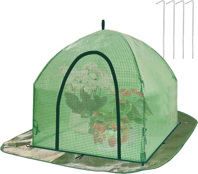 24.5" Tabletop Plant Cover w/Waterproof Base Ventilation Window for Winter
