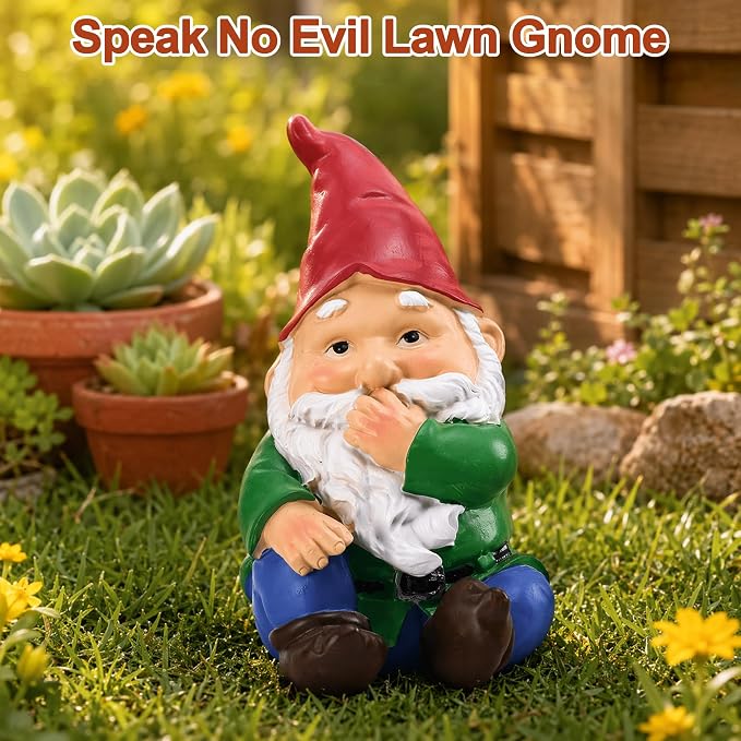 3Pcs Garden Gnomes Outdoor Statue, No Hear No See No Speak Gnomes Lawn Decor, Silence is Gold Art Gnome Figurines for Yard, Patio, Balcony, Home, Unique Garden Gifts for Mom Women Grandma