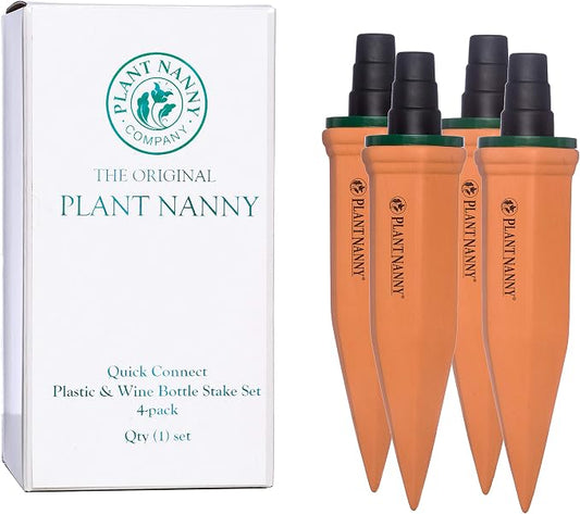 Plant Nanny 4 Count Wine & Plastic Bottle Stake Set