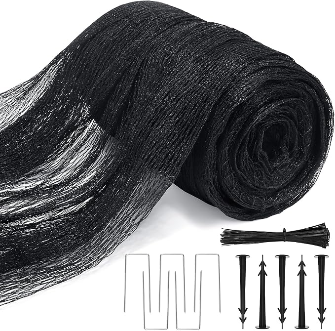 Bird Netting for Garden,8 X 65 Ft Reusable Protective Garden Netting Cover for Plants Fruit Trees Vegetables, 5/8in Mesh Heavy Duty Poultry Fence Animal Barrier with Ties and Staples