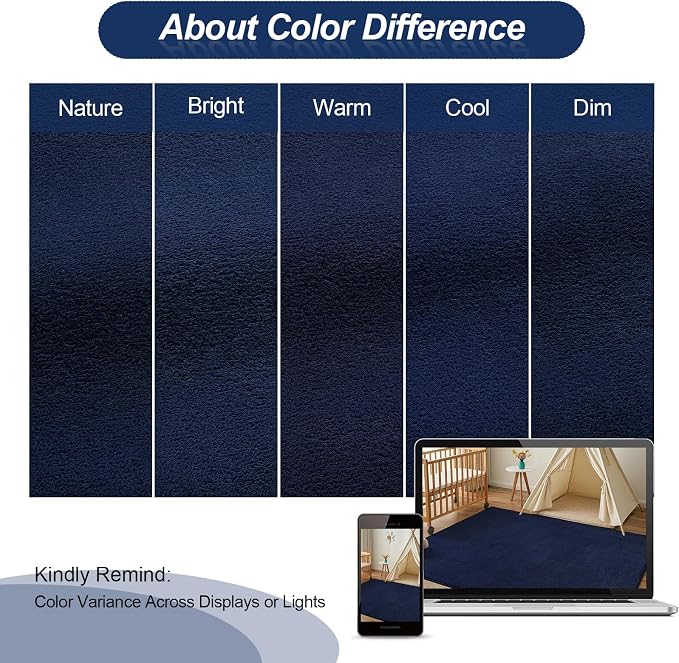 Vasofe Navy Area Rugs for Living Room Bedroom, 4x6 Modern Memory Foam Rug | Thickened Throw Carpet, Super Soft Kids Boys Girls Rug, Non Slip Washable Carpets for Dorm Nursery Classroom Office Decor