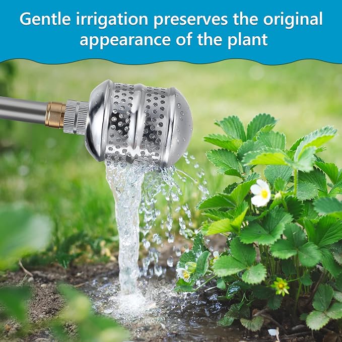 Dreyoo 4 Set Bubbler Sprinkler Heads, 3/4 Inch Internal Thread Rustproof Aluminum Diffuser Flood Nozzle for Yard, Vegetable Garden, Soaker Sprinkler with 40 Inch Tape