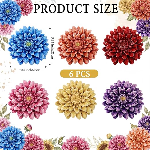 Landical 6 Pack Decorative Stepping Stones for Garden 10 Inch Cement Flower Stepping Stones Decoration for Patio Walkway Yard Outdoor (Dahlia)
