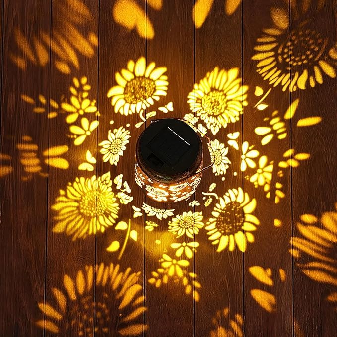 2 Pack Sunflower Solar Lanterns Outdoor with Shepherd Hook, Birthday Gift Mothers Day Gift for Women Mom Grandma Wife Daughter, Waterproof LED Hanging Lights, Decor for Yard Garden Patio Porch Lawn
