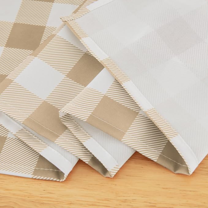 Classic Gingham Tablecloth Fabric - Oblong 58x120 Water Resistant Chequered Pattern Table Cloth for Indoor/Outdoor Use - Tabletop Cover for Birthday, Picnics, Gardens, and Parties