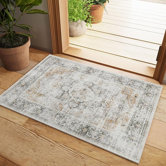 2x3 Small Area Rugs for Entryway: Washable Rug Non Slip Door Mat Indoor Entrance Soft Low Pile Throw Rugs for Inside Front Door Floor Entry Bedroom Bedside Kitchen Nursery Dorm Home Office