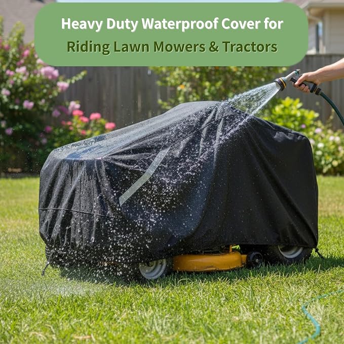 Riding Lawn Mower Cover for Outdoor, 210D Waterproof Lawn Tractor Covers Heavy Duty, Fits Decks up to 54”, with Storage Bag