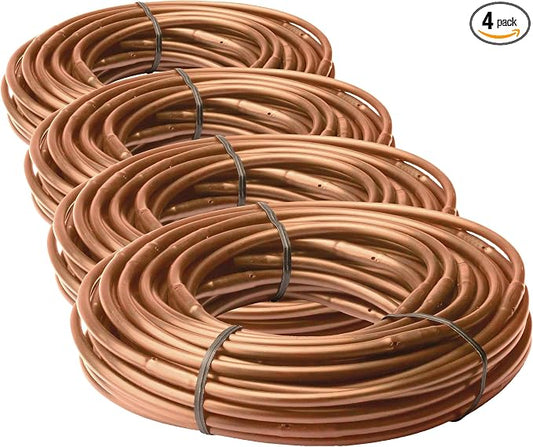 Rain Bird ET25-50S2 Drip Irrigation Pressure Compensating 1/4" Emitter Tubing, 12" Emitter Spacing, 50' Roll, Brown (Pack of 4)