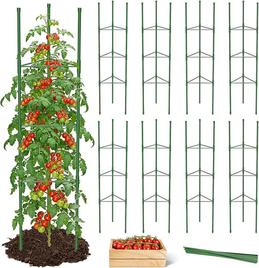 MYMULIKE 8 Pack Tomato Cages for Garden, 51in*13in Adjustable Tomatoes Plant Stakes Support Cages Trellis, Garden Trellis for Vegetable Flowers Fruits Climbing Plants- 20 Binding Wires Included