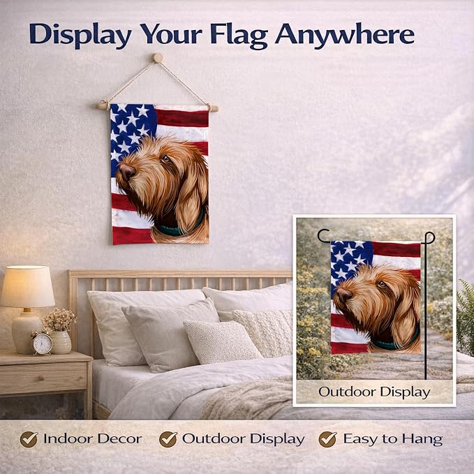 Caroline's Treasures CK6553GF Griffon Fauve de Bretagne American Flag Garden Flag Mailbox Flag Decorative Yard Flag Banner Outside Patio Artwork Yard Flower Beds, Garden Size, Multicolor