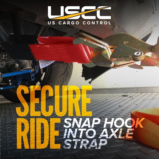 US Cargo Control Twisted Snap Hook Ratchet Straps 2 Inch x 8 Foot (2-Pack), 10,000 LBS Break Strength, Car Tie Down Straps for Trailers, Tie Down Cars, Motorcycles, Race Cars - Low-Profile Ratchet