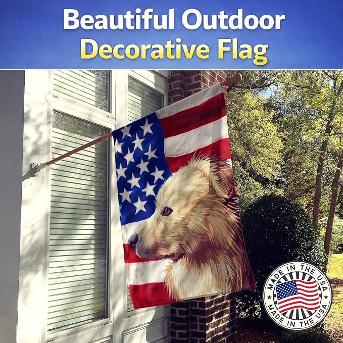 Caroline's Treasures CK6559CHF Himalayan Sheepdog Dog American Flag House Flag Large Porch Sleeve Pole Decorative Outside Yard Banner Artwork Wall Hanging, Polyester, House Size, Multicolor