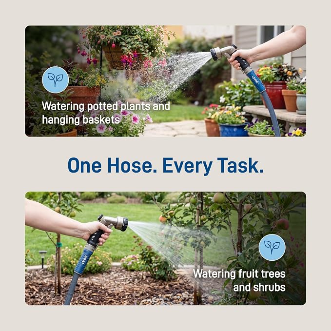 Orbit ExoJacket Fabric Garden Hose - 100 ft x 5/8 in - Heavy-Duty Fabric - Durable ExoJacket Construction - Antikink Technology for Constant Water Flow - Lightweight Professional-Grade Hose - 33180