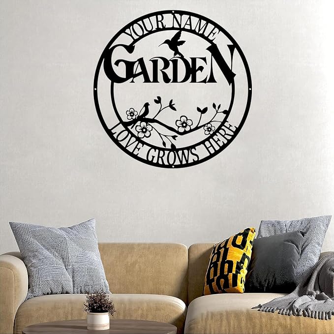 CFC0121319 Customized Name Wall Art for Outdoor Decor，Large Garden Sign, Metal Garden Signs to Personalize, Personalized Metal Signs, for Vegetable She Shed，Outdoor metal plaque
