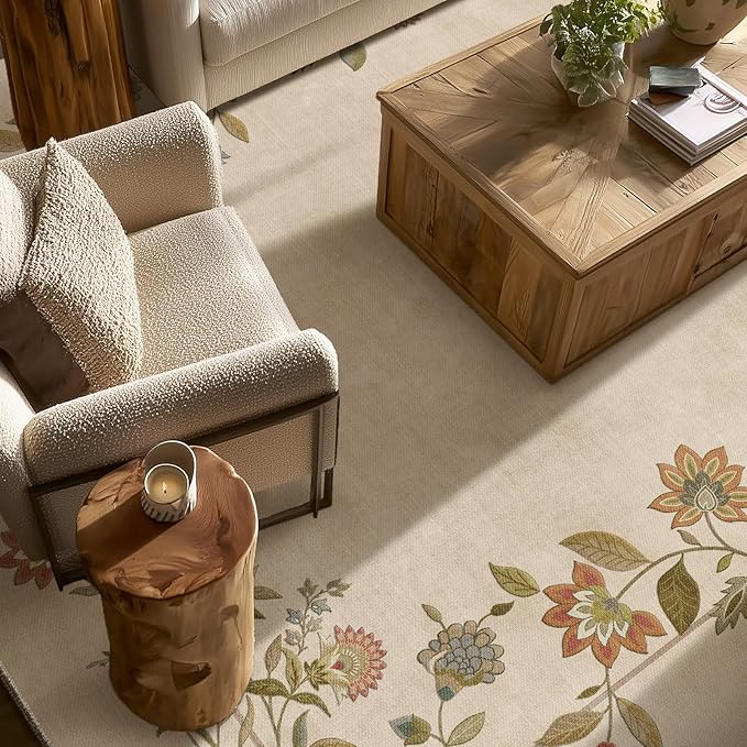 10x14 Area Rugs for Living Room: Washable Rug Stain Resistant Non Slip Low Pile Faux Wool Ultra Soft Lightweight Large Rugs for Bedroom Dining Room Under Table Rug Home Office Nursery Indoor