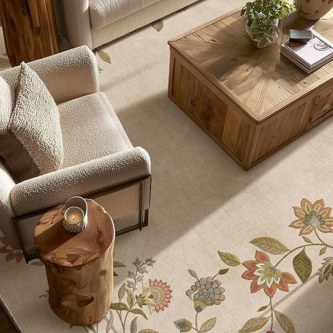 10x12 Area Rugs Living Room: Washable Rug Stain Resistant Non Slip Low Pile Ultra Soft Faux Wool Lightweight Large Rugs for Bedroom Dining Room Under Table Rug Nursery Farmhouse Home Office Indoor