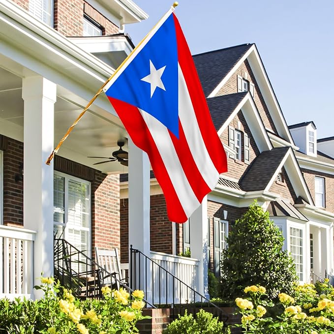 AhfuLife Puerto Rico Flag 3x5 Ft, Large Puerto Rican Flags for Outside - Double Side with Brass Eyelets for Puerto Rican Party Decorations, Soccer Party Bar Garden Decoration Indoor Outdoor
