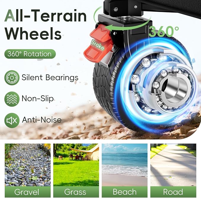 46" L Collapsible Foldable Extended Wagon, 500LB Weight Capacity with 280L Heavy Duty Folding Cart,Utility Wagon with All-Terrain Beach Wheel & Drink Holders,Green