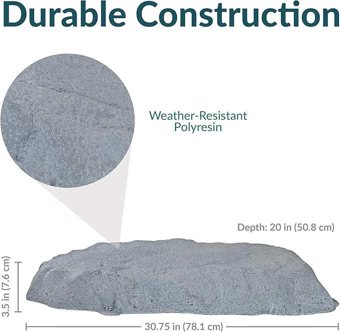 Sunnydaze 3.5” H Flat Faux Landscape Rock Cover - Lightweight Polyresin Fake Rock Well Pump Cover for Outside – Realistic Natural Texture – Gray - Set of 2