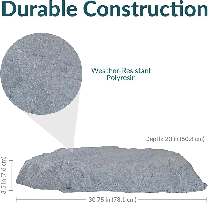 Sunnydaze 3.5” H Flat Faux Landscape Rock Cover - Lightweight Polyresin Fake Rock Well Pump Cover for Outside – Realistic Natural Texture – Gray