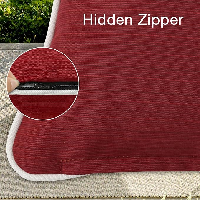 Unimatta Decorative Outdoor Water Repellent Throw Pillows with Inserts, Set of 4, 18" x18" Pillows for Patio, Backyard, Bed, Couch, and Patio Furniture, Red