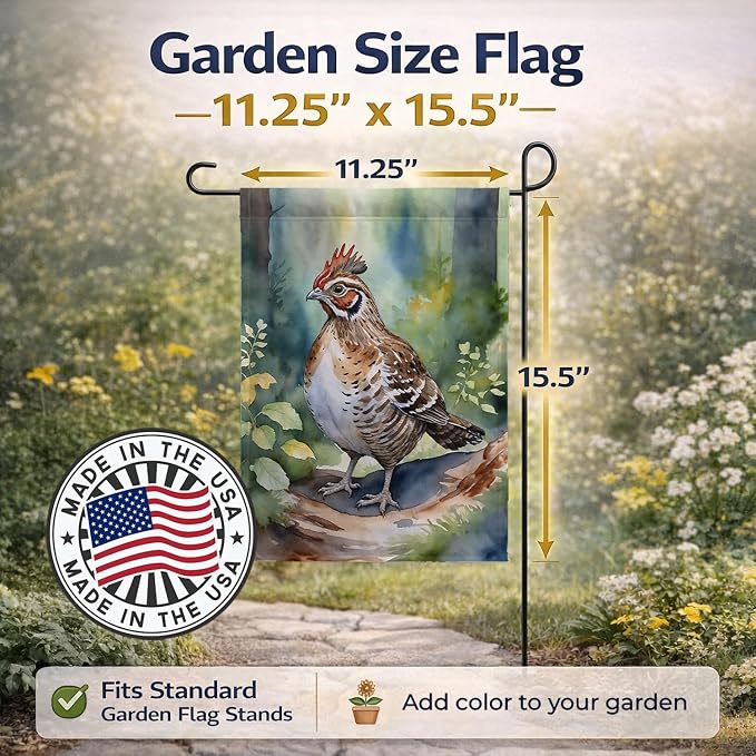 Caroline's Treasures Pennsylvania Ruffed Grouse Garden Flag Mailbox Flag Decorative Yard Flag Banner Outside Patio Artwork Yard Flower Beds, Garden Size, Multicolor