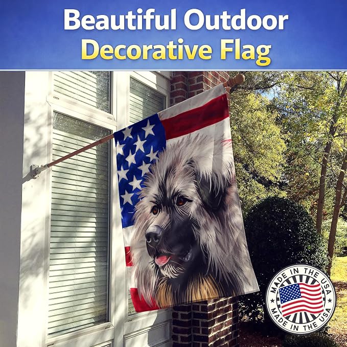 Caroline's Treasures CK6689CHF Sarplaninac Dog American Flag House Flag Large Porch Sleeve Pole Decorative Outside Yard Banner Artwork Wall Hanging, Polyester, House Size, Multicolor