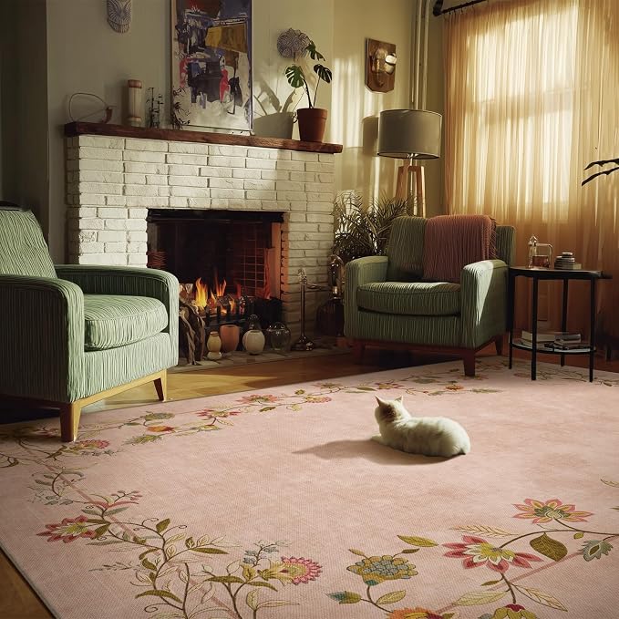 4x6 Washable Area Rugs for Entryway: Small Rug Non Slip Stain Resistant Low Pile Ultra Soft Faux Wool Throw Rugs for Bedroom Living Room Kitchen Bathroom Front Door Indoor Entry Farmhuse Home Office