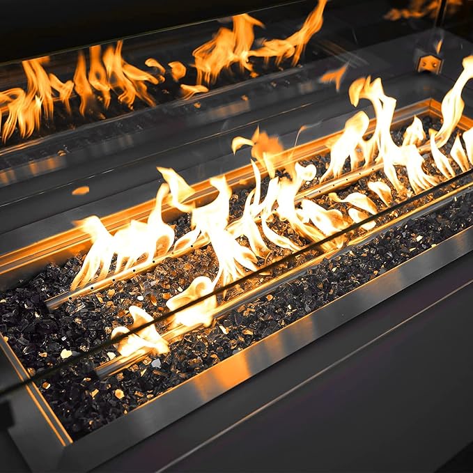 Onlyfire 10 lbs Fire Glass Rocks 1/2 Inch, Reflective Tempered Glass for Propane Fire Pit & Gas Fireplace, High Luster Firepit Glass Stones for Fire Table, Onyx Black (Multicolor Options Available)