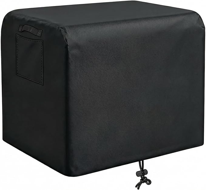 Generator Covers for Outside, with Air Vent & Handles & Drawstring Heavy-Duty 600D Oxford Fabric Waterproof UV-Proof Dustproof Protection for Generator Fit for Most Generators 5000-10000 Watt