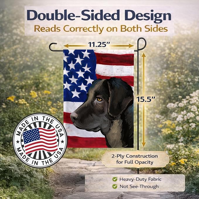 Caroline's Treasures CK6476GF Portuguese Cattle Dog American Flag Garden Flag Mailbox Flag Decorative Yard Flag Banner Outside Patio Artwork Yard Flower Beds, Garden Size, Multicolor