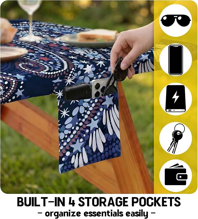 Picnic Table Cover with Bench Covers Tablecloth Table Cloth Camping Gifts for 30th 40th 50th 55th 60th 70th 80th 45th 65th 75th 40 50 55 60 65 70 Year Old Camper RV Owner Camping Lovers Men Women