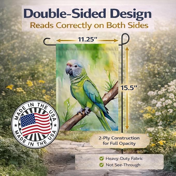 Caroline's Treasures Monk Parakeet Garden Flag Mailbox Flag Decorative Yard Flag Banner Outside Patio Artwork Yard Flower Beds, Garden Size, Multicolor