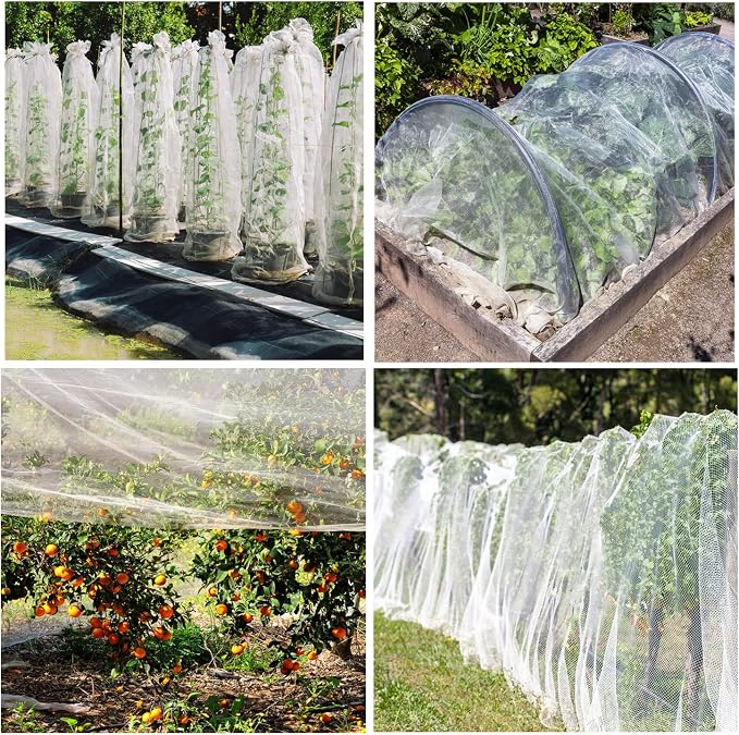 Unves 8'x24' Garden Netting, Mosquito Bird Netting for Garden Protection, Insect Plant Mosquito Net Covers for Vegetable Fruits from Birds Bugs