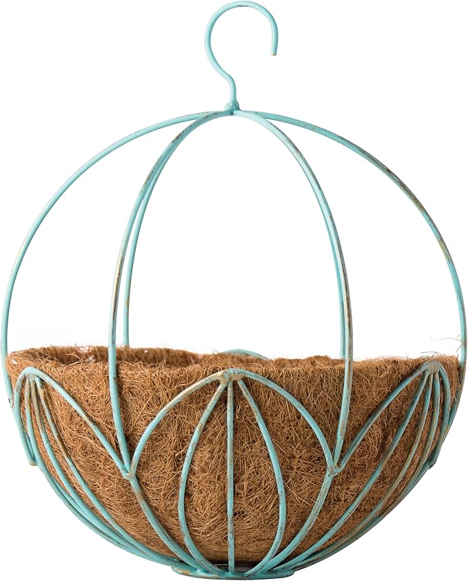 SuperMoss (80300) Leeds Sphere Metal Hanging Basket – Modern Hanging Planter for Indoor & Outdoor Plants – Decorative Metal Hanging Basket for Home, Patio, Garden & Balcony Décor, Small (10"), Patina