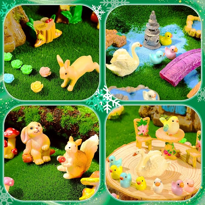 Poen 8'' Solar Light up Fairy House Garden 6-8 Fairy Figures Garden Accessories Kit Animals Doll House Decor Outdoor Micro Landscape Ornaments(Purple)