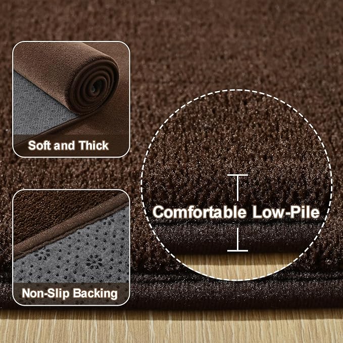 Amearea Modern Area Rugs for Bedroom Living Room, 4x6 Brown Memory Foam Rug | Thickened Fluffy Indoor Washable Rugs Non Slip Minimalist Carpet for Kids Boys Girls Dorm Nursery Room Decor