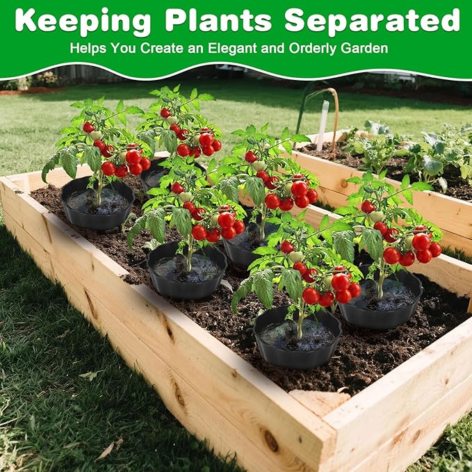 3 Pack of 12 Inch Planting Grow Rings, Planting Protective Round Garden Edging, Keeping Plants Separated, Weed Control and Directing Water to the Roots (12 Inch - 3 Pack - Black)