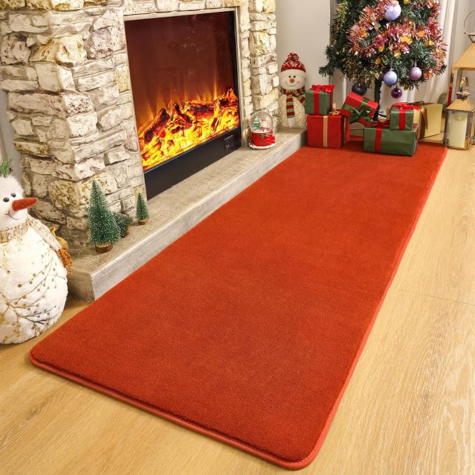 Amearea Modern Soft Hallway Runner Rug, 2x6 Feet Orange Washable Runner Rug | Fluffy Bedroom Bedside Rugs, Indoor Non Slip Memory Foam Rug Carpet for Hallway Entrance Kitchen Living Room Decor