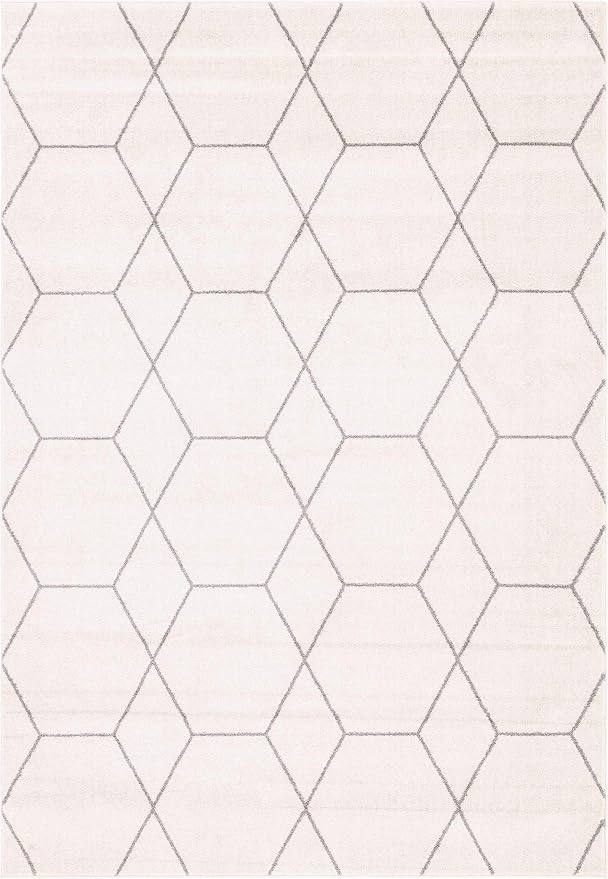 Unique Loom Trellis Frieze Collection Area Rug - Geometric (7' 1" x 10', Ivory/ Gray)