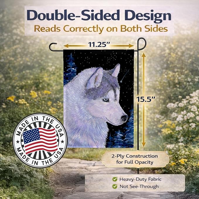 Caroline's Treasures SS8617GF Siberian Husky Garden Flag Mailbox Flag Decorative Yard Flag Banner Outside Patio Artwork Yard Flower Beds, Garden Size, Multicolor