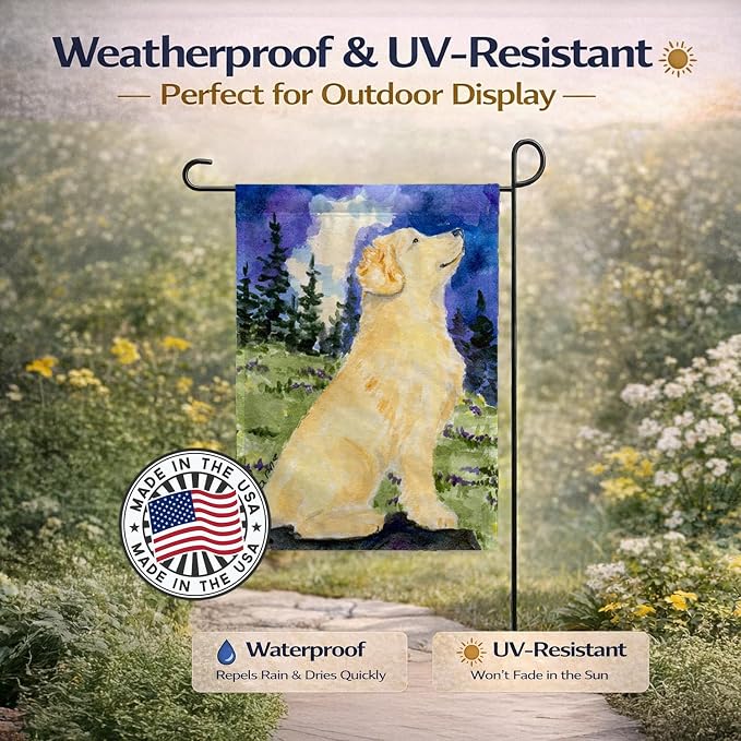 Caroline's Treasures SS8977GF Golden Retriever Garden Flag Mailbox Flag Decorative Yard Flag Banner Outside Patio Artwork Yard Flower Beds, Garden Size, Multicolor